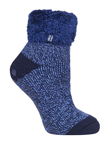 Image of HEAT HOLDERS - Womens Fluffy Turnover Cuff Thermal Ankle Slipper Lounge Bed Socks with Non Slip Grips (4-8 uk, 37-42 eur, HHL15)