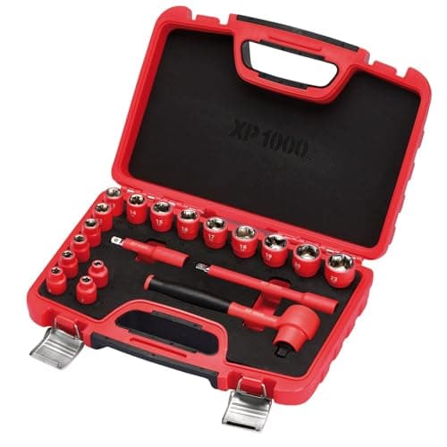 Image of Draper XP1000 16306 VDE Metric Socket Set, 3/8" Sq. Dr. (19 Piece)