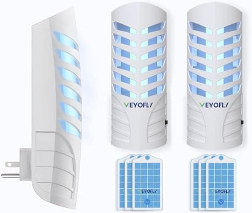Image of VEYOFLY Indoor Flying Insect Trap - Plug-in Fruit Fly, Gnat and Mosquito Trap With Refills - Odorless Bug Light for Home(2 Device + 4 Glue Boards)