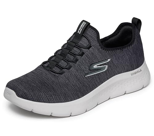 Image of Skechers Men's Gowalk Flex-Pattini Sportivi Con Scarpe Da Ginnastica in Schiuma Raffreddata Ad Aria Sneaker, Black White 2, 6 UK