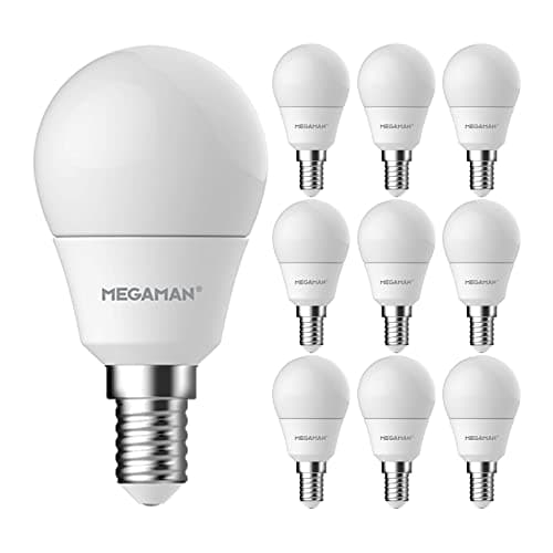 Image of Megaman Pack of 10 x LED 711112 Dimmable Classic Opal Golf Ball E14 Small Screw 4000K Cool White 5.5W (10)