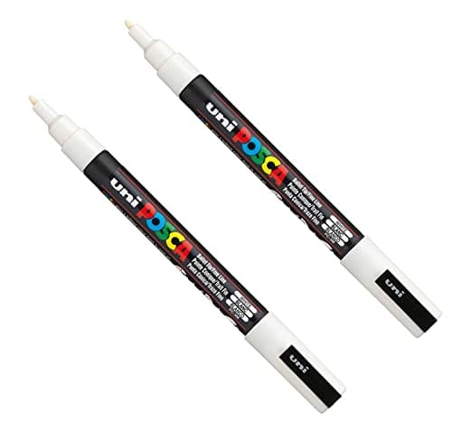 Image of Posca PC-3M Paint Marker Art Pens - 0.9-1.3mm Nib - White Ink - 2 Pack