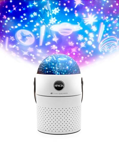 Image of Rio Galaxy Projector Childrens Essential Oil Diffuser, Humidifier & Night Light – 4-in-1 Essential Oil Diffuser, Mist Humidifier, LED Stars Projection, USB Rechargeable, 550ml Tank for Bedroom/Nursery