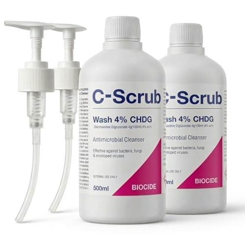 Image of Wash Chlorhexidine 4% w/v - 2x500ml - Anti-Microbial Hand, Skin Cleanser - 2x Pump Dispenser - Antibacterial Wash - Disinfectant
