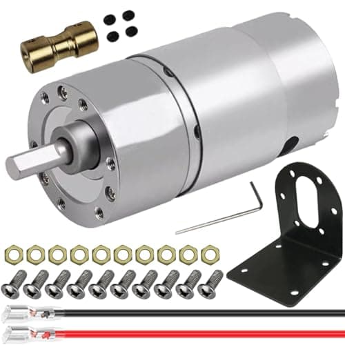 Image of JYUDAUFU DC 12V 600RPM Gear Micro Motor High Torque Electric Speed Reduction Gearbox Centric Output Geared Motor for DIY, Robotics, Smart Home Devices, with Bracket, Spring Wire, Coupling