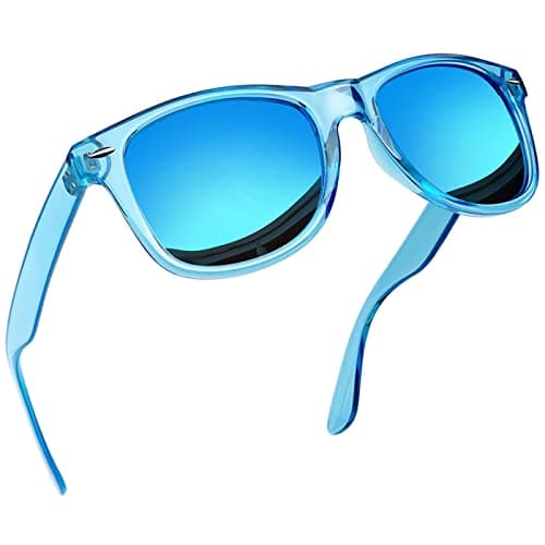 Image of Joopin Square Polarised Sunglasses for Men Women UV Protection Unisex Mirror Retro Sunglasses Man for Driving Hiking Fishing Sports (Transparent Blue Blue)