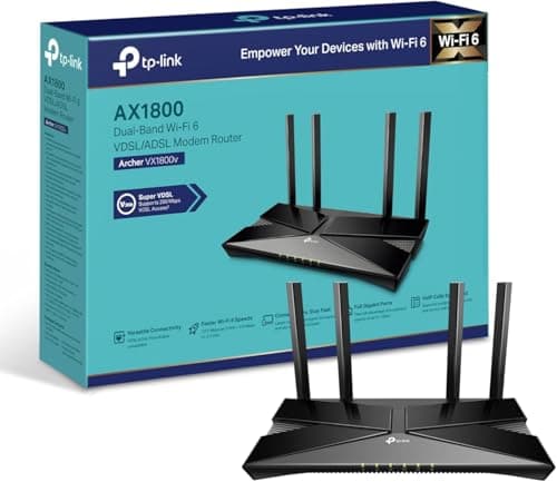 Image of TP-Link Archer VX1800v AX1800Mbps Dual-Band Wi-Fi 6 Gigabit VDSL/ADSL Modem Router, 1201 Mbps/5 GHz, 574 Mbps/2.4 GHz, USB 2.0 For 4G Router Option, 2x 2MU-MIMO, VoIP Support, TP-Link Tether App