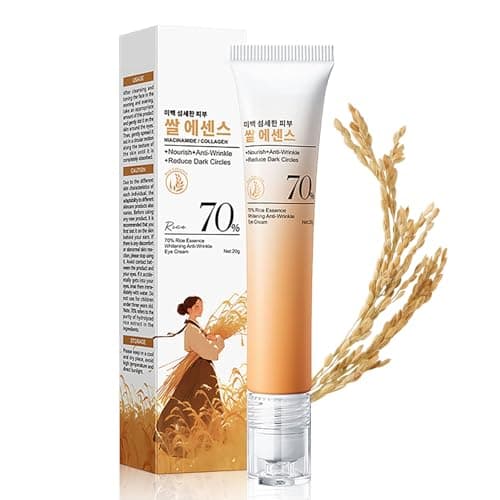 Image of Rice Eye Cream - Glowing & Firming Under Eye Cream with Rice Extract, Collagen & Niacinamide - Reduces Dark Circles, Puffiness & Fine Lines - Hydrating Anti-Ageing Eye Treatment for Sensitive Skin