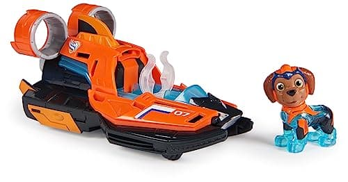 Image of Paw Patrol: The Mighty Movie, Toy Jet Boat with Zuma Mighty Pups Action Figure, Lights and Sounds, Kids’ Toys for Boys and Girls 3+