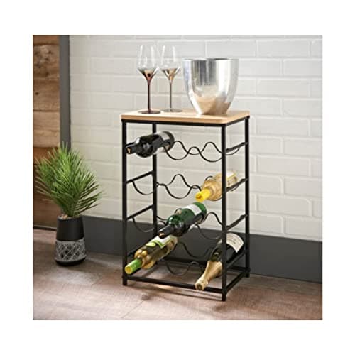 Image of spot on dealz® Wine Racks Free Standing Bottle Rack Table Stand 4 Tier Home Bar Unit For Cupboard Wooden With Black Frame 12 Bottle Holder Drinks Cabinets