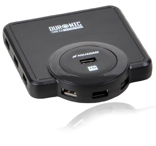 Image of USB Hub 10 Port by Duronic USB10BH BLACK AQUADAM High Speed 480Mbps