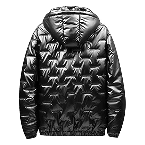 Image of Generisch Men's Winter Plain Pretty Long Sleeve Jackets Shiny Hooded Warm Wionter Coat Jackets Mustard Yellow, black, 4XL