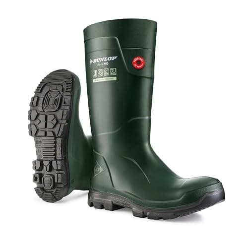 Image of DUNLOP Purofort TerraPRO - Unisex Knee High Sneaker Fit Waterproof Work Boots, Green, Thermal Insulated Wellies with Slip-Resistant Outsole for Outdoor, Gardening and Farm Work - EU44, UK10
