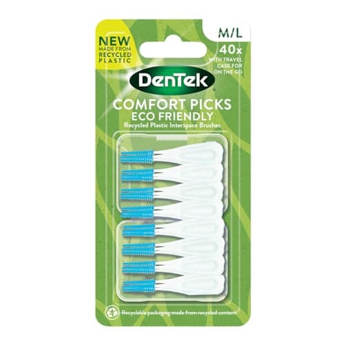 Image of DenTek Eco-Friendly Interdental Comfort Picks - Medium/Large, for Removing Food and Plaque Between Teeth. 40 Pack
