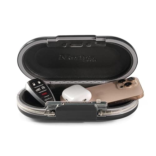 Image of Master Lock Portable Small Lock Box, Set Your Own Combination Lock Portable Safe, Personal Travel Safe, 5900D, Gunmetal Grey, 9-17/32 in. Wide