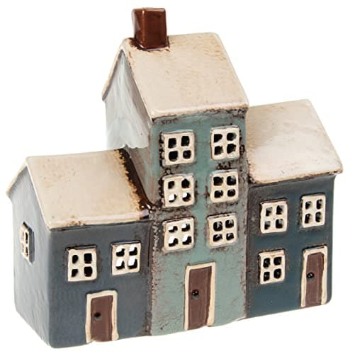 Image of Village Pottery Grey/Navy 3 House Tealight