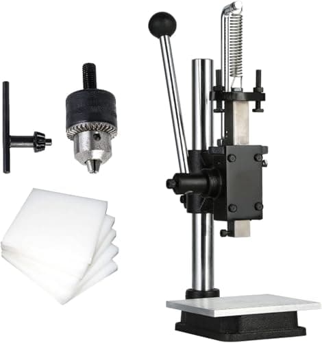 Image of Adjustable Manual Arbor Press for Embossing Leather, Plastic, Wood, Aluminum with Chuck and Dial