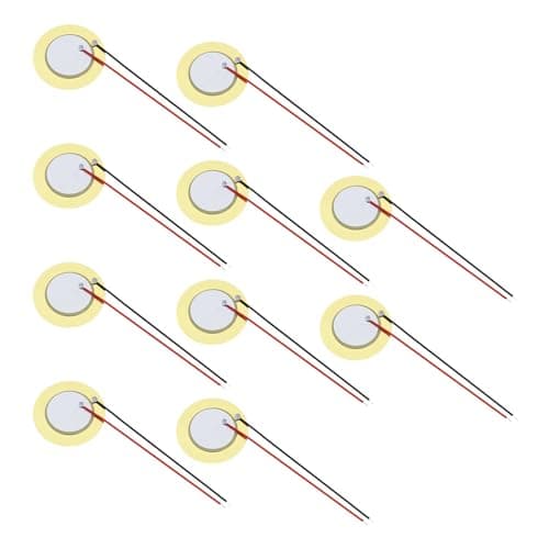 Image of YINETTECH 10pcs 20mm Copper Disc Piezo Buzzer 2 Poles Buzzer Acoustic Pickup Transducer Elements for Touch Sensors Electronic Drum Triggers Buzzers