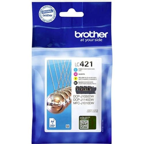 Image of Brother LC-421BK/LC-421C/LC-421M/LC-421Y Inkjet Cartridges, Black/Cyan/Magenta/Yellow, Multi-Pack, includes 4 x Inkjet Cartridges, Brother Genuine Supplies
