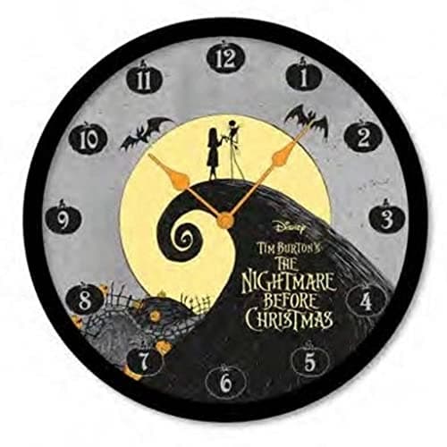 Image of The Nightmare Before Christmas Wall Clock (Jack Skellington and Sally Design) 25cm Diameter - Official Merchandise, White