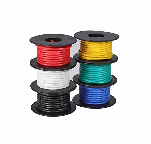 Image of TUOFENG 14awg Wire Flexible Silicone Wire,2.0mm² Tinned Copper Wires Silicone Rubber Insulated (6 Different Colored 13.2ft /4m Each)(OD:3.5 mm) 600V Stranded Wires Automotive Wiring