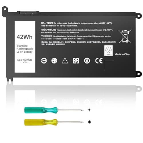 Image of WDX0R WDXOR Replacement Laptop Battery for Dell Inspiron 13 15 5000/7000 Series, 5770 5567 7579 7573 7378 5565 5378 5379 5767 Latitude 3490 3390 P69G FW8KR 11.4V 42Wh