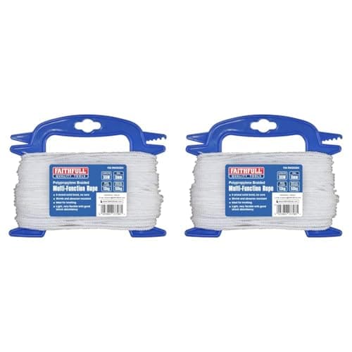 Image of Faithfull FAIRW3030H White Braided Poly Rope 3mm Dia x 30M Max Load 13kg, Breaking Strain 50kg (Pack of 2)
