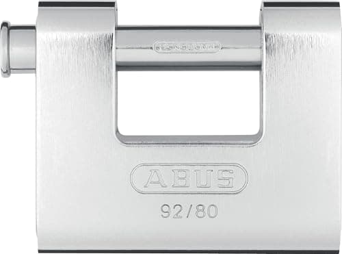 Image of ABUS Brass Padlock 92/80 - Monoblock Lock with Steel Cover - for Special Areas - with Thick Shackle - 20072 - ABUS Security Level 8 - Silver