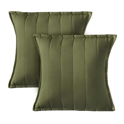 Image of Silentnight Supersoft Quilted Cushion - Stylish Soft Touch Super Comfy Bed Sofa Cushion - Retain Shape Filled with Bouncy Fibres - Machine Washable Cover and Non-Iron Fabric, 45x45cm, Green, 2 Pack