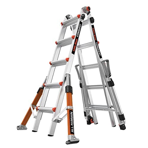 Image of Little Giant Ladders 5 Rung Conquest All-Terrain PRO Multi-purpose Ladders, Side Mounted Stabiliser Bars, Heavy-wall Military Grade Construction, EN131