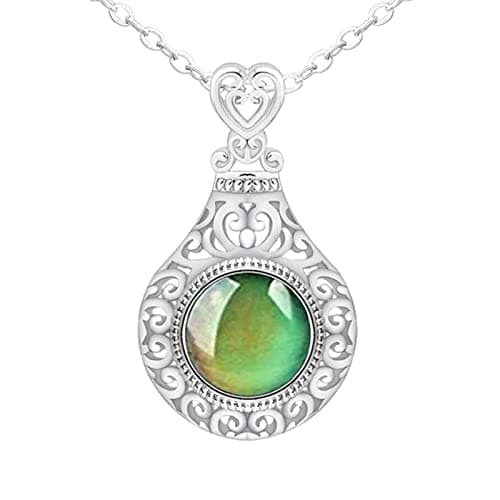 Image of 925 Sterling Moods Necklack For Women Vintage Openwork Necklack Jewelry Temperature Control Color Change Moods Necklack Broken Heart Chain (Silver, One Size)