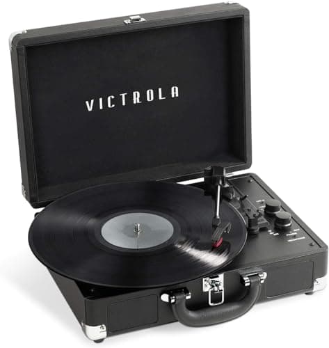 Image of Victrola Journey+ Bluetooth Suitcase Record Player – Built-In Speakers, 33-1/3, 45 & 78 RPM Vinyl Record Player, RCA Out, Headphone Jack, Wireless Streaming, Black