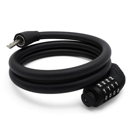 Image of TIJAR Combination Bike Lock Cable, Heavy-Duty 4-Digit Resettable Code Lock | Anti-Theft Security with Alloy Core & Scratch-Proof Soft Plastic Cover | Water Proof Coating, Ideal for Bicycles & Gates