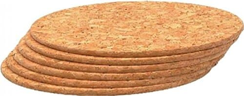 Image of T&G 15034 FSC Certified Cork Round Table Mats/Surface Protectors, Set of 6, D220 x H6mm Brown