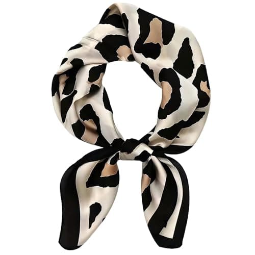 Image of GWAWG Leopard Print Silk Square Scarf Scarf Stylish Neck Scarf for Women Women’s Summer Square Bandana Multipurpose Hair and Neck Scarf for Beach Travel Vacation Sports