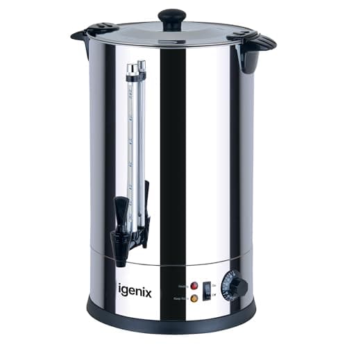 Image of Igenix IG4008 8 Litre Catering Urn, Instant Hot Water Boiler, Tea Urn for Home Brewing, Commercial or Office Use, Stainless Steel