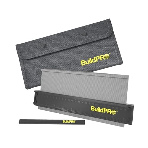 Image of BuildPRO Contour Gauge 10” with Metal Lock – Precise Profile Duplicator Tool for Flooring, Woodworking, Tile & Carpet – Includes Carry Bag & Pencil – Ideal Gift for DIYers & Pros