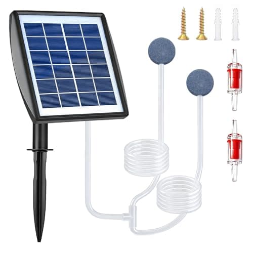 Image of SGZIOO Solar Powered Air Pump, Pond Air Pump 3W, Separated Solar Panel, Solar Pond Aerator 3 Modes Hydroponics Air Pump for Small Outdoor Pond, Fish Tank, Hydroponics, No Noise