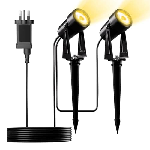 Image of Yuusei Garden Lights Mains Powered, 2 in 1 Pack 6M Extendable Outdoor Spotlight, 3000K Warm White 27V LED Driveway Lights, IP65 Waterproof for Pathway, Fence, Pond, Yards