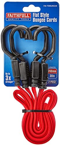 Image of Faithfull TDBUNG30 76cm 30-inch Flat Bungee Cord -Red