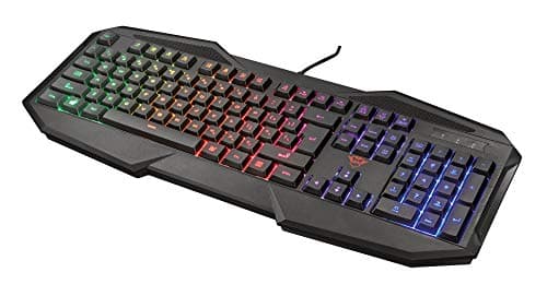 Image of Trust Gaming GXT 830-RW Avonn Gaming Keyboard, QWERTY UK Layout, 12 Multimedia Keys, Anti-ghosting, Game Mode Switch, Full Size LED Keyboard with Rainbow Wave Illumination - Black