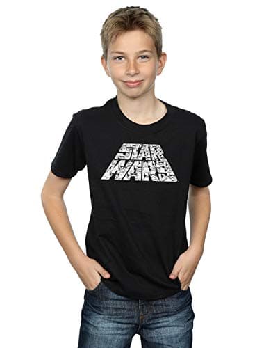 Image of Star Wars The Rise of Skywalker Trooper Filled Logo Boys T-Shirt Black 9-11 Years