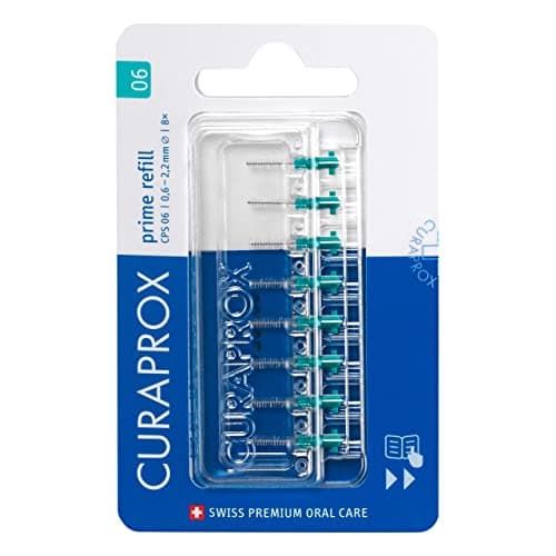 Image of Curaprox Interdental Brush Refills CPS 06 Prime – ISO Size 0, Green | Ultra-Fine Filaments for Gentle Cleaning of Small Gaps | 8-Pieces | Made in Switzerland