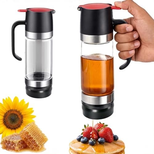 Image of Dexpally 11.8 OZ Glass Honey Dispenser No Drip, Maple Syrup Dispenser Honey Container Jar Ideal for Honey and Syrup Pancake