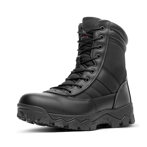 Image of NORTIV 8 Men's Tactical Military Work Boots Side Zipper Outdoor Motorcycle Combat Boots 8 Inches 2.0 Trooper-pro,Size 9.5,Black,TROOPER-PRO