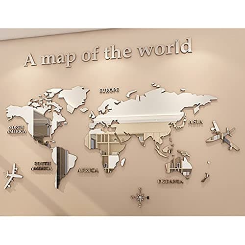 Image of 3D World Wall Art, Acrylic Worlds Wall Stickers World Travel Maps Wall Decal Sticker Murals Maps Office Wall Decor for Travelers, Office Decor