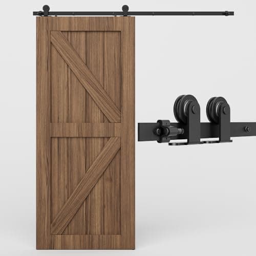 Image of 6FT/182cm Interior Sliding Barn Wood Door Hardware Closet Track T Shape Hangers Kit Single Door