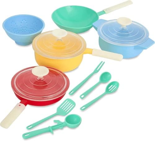 Image of Casdon Pan Set, Toy Pan Set For Children Aged 3+, Pastel Colours Pans And Utensils For Imaginative Play (50250)