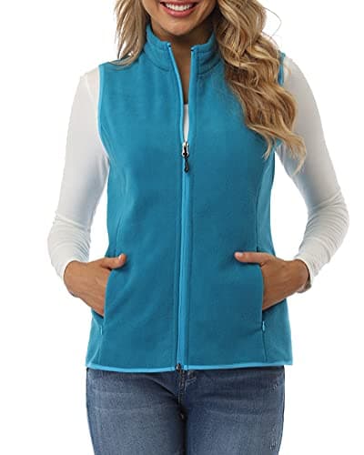 Image of fuinloth Women's Fleece Gilet, Polar Soft Sleeveless Classic Fit Bodywarmer Vest with Zip up Pockets Lake Blue Small