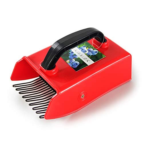 Image of GUGULUZA Berry Picker Comb Plastic Blueberry Rake Scoop for Fruit Harvesting 24*14 cm (Black-Red)